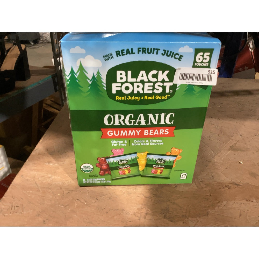 Lot # 515 Black Forest Organic Gummy Bears, Made with Real Fruit Juice, 65 Pouches, Gluten & Fat Free, USDA Organic