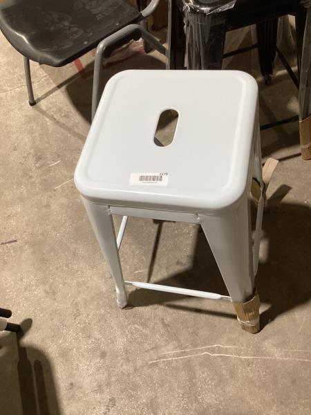Lot # 2278 Flash Furniture Kai Commercial Grade 24" High Backless White Metal Indoor-Outdoor Counter Height Stool with Square Seat