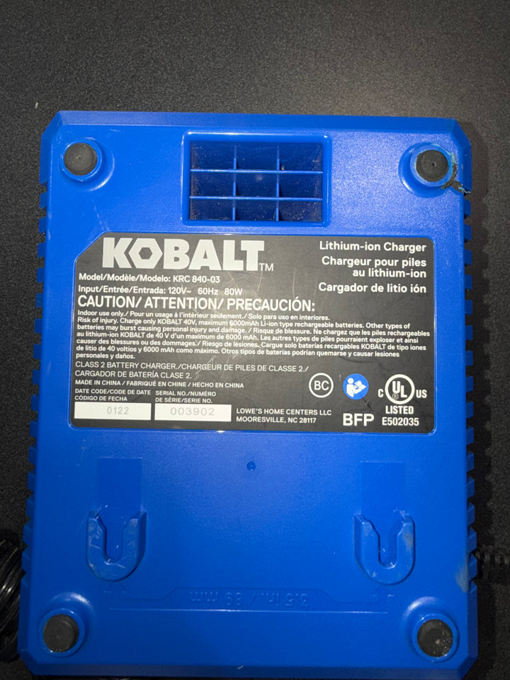 Cargador de batería Kobalt de 40 voltios (caja abierta)