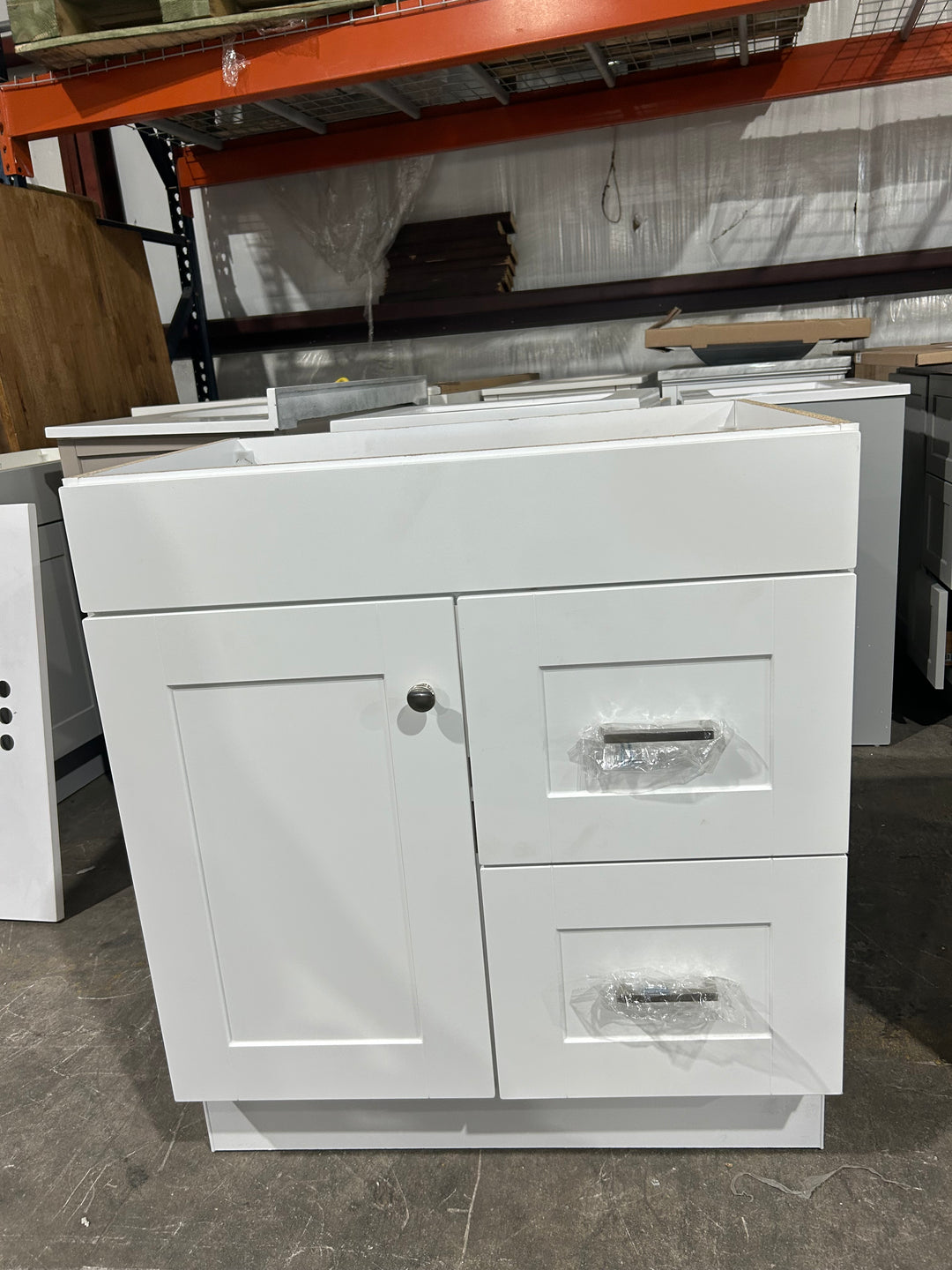 Project Source Series 30-in True White Bathroom Vanity Base Cabinet without Top (damaged)