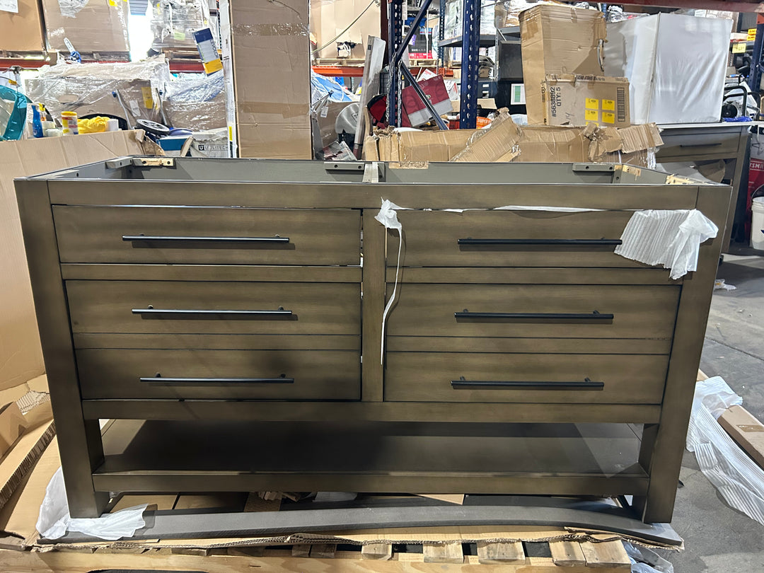 allen + roth Kennilton 60-in Gray Oak Undermount Double sink Bathroom Vanity (NO TOP) (DAMAGED)