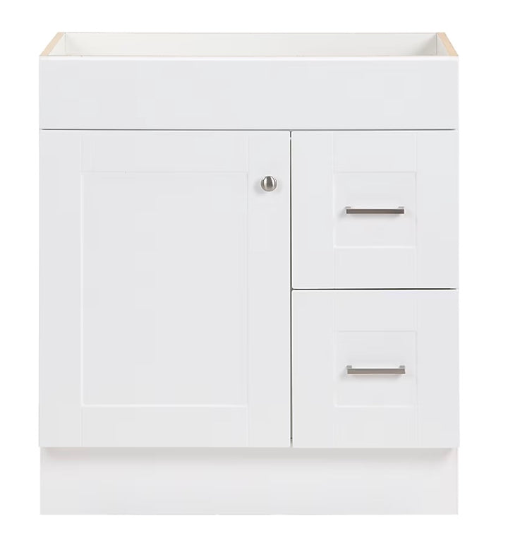 Project Source Series 30-in True White Bathroom Vanity Base Cabinet without Top (damaged)