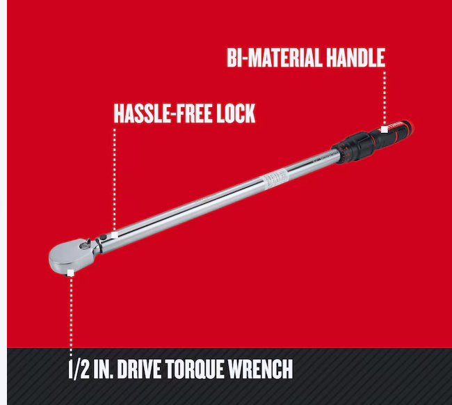 Llave dinamométrica de clic CRAFTSMAN de 1/2 pulg. (50 ft-lb a 250 ft-lb) (USADA)