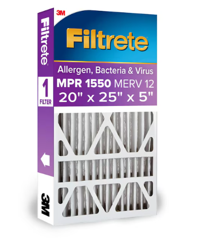 Filtrete 20-in W x 25-in L x 5-in MERV 12 1550 MPR Allergen, Bacteria and Virus Electrostatic Pleated Air Filter (new)(DONT LIST)