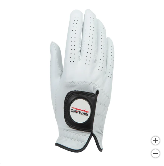 Guantes de golf de cuero Kirkland Signature para zurdos, paquete de 4, tamaño mediano (caja abierta)