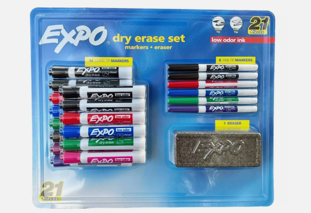 Expo Dry Erase Set 21 Pieces 14 Chisel Tip, 6 Fine Tip, and 1 Eraser (new)