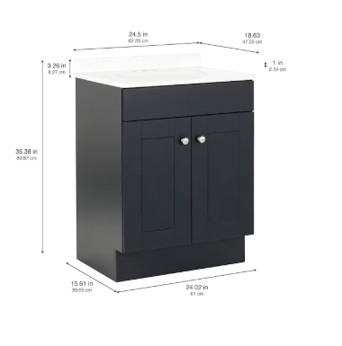 Project Source Dover 24-in Navy Blue Single Sink Bathroom Vanity with White Cultured Marble Top (Damaged)