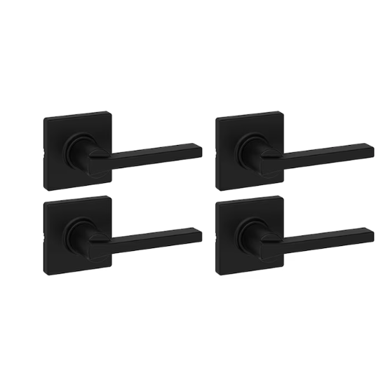 Kwikset Casey Matte Black Interior or Hall/Closet Passage Door Handle 4 -Pack (open box)