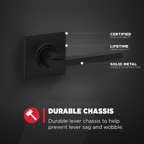 Kwikset Casey Matte Black Interior or Hall/Closet Passage Door Handle 4 -Pack (open box)