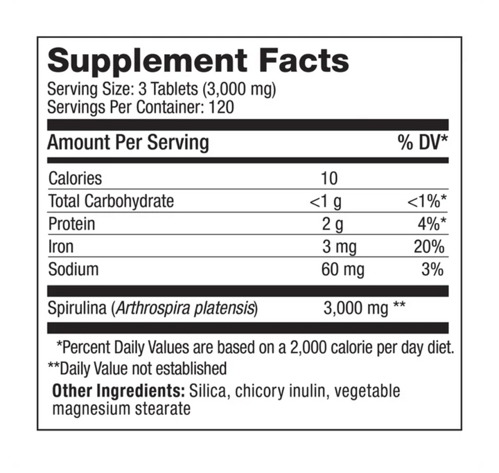 Pure Hawaiian Spirulina 3000 mg., 360 Tablets (NEW)