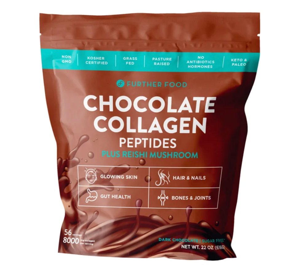 Further Food Grass-Fed Collagen Peptides Powder Plus Mushroom, Chocolate, 56 Servings (NEW)