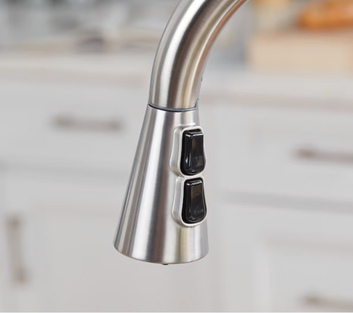 Grifo de cocina extraíble de una manija de acero inoxidable Ellesburg con rociador (placa de cubierta incluida) (nuevo)