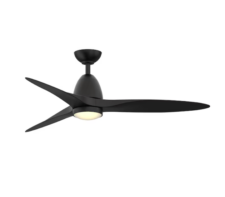 Ventilador de techo Fanimation Studio Collection Prop de 52 pulgadas, color negro, con LED integrado que cambia de color, para interiores y exteriores, con hélice, luz y control remoto (3 aspas) (caja abierta)