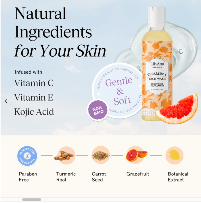 Jabón facial con vitamina C Lilyana Naturals, 190 ml (nuevo)