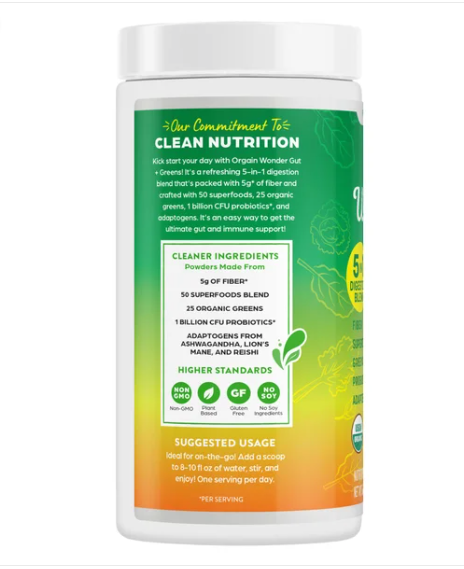 Orgain Organic Wonder Gut + Greens, Naranja y Mango, 8.46 onzas (nuevo)