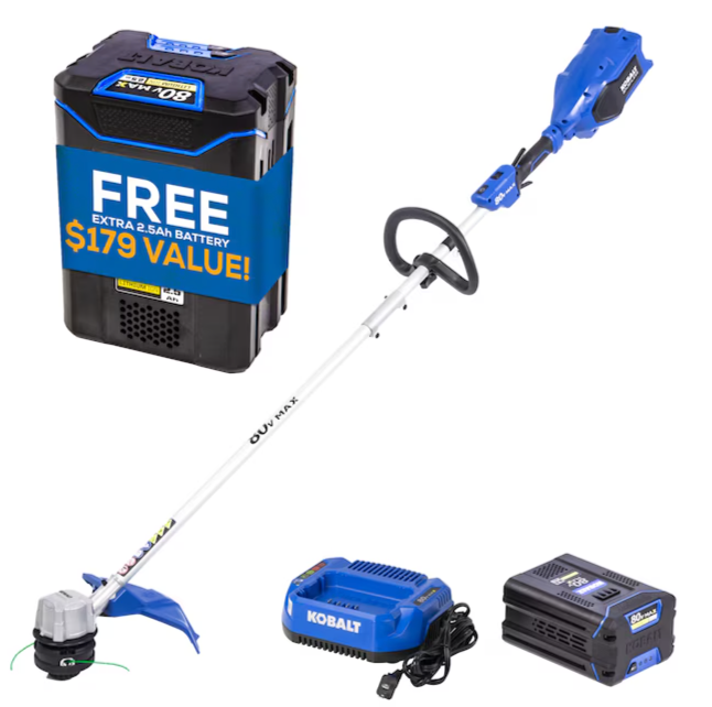 Kobalt 80-volt 16-in Straight Shaft Battery String Trimmer 2.5 Ah (Battery Included) (Charger Included) (used)