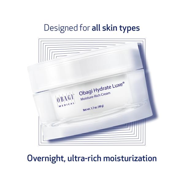 Obagi Hydrate Luxe Ultra-Rich Facial Moisturizer – Non-Comedogenic with Tara Seed Extract and Biomimetic Peptides – Intensive Night Face Cream for Dry, Sensitive or Aging Skin – 1.7 oz