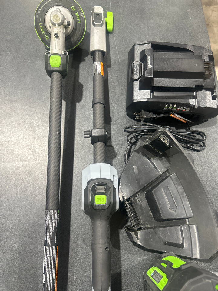EGO POWER+ Multi-Head System with LINE IQ, POWERLOAD 56-volt 17-in Straight Shaft Attachment Capable Battery String Trimmer 5 Ah (Battery Included) (Charger Included)(used)