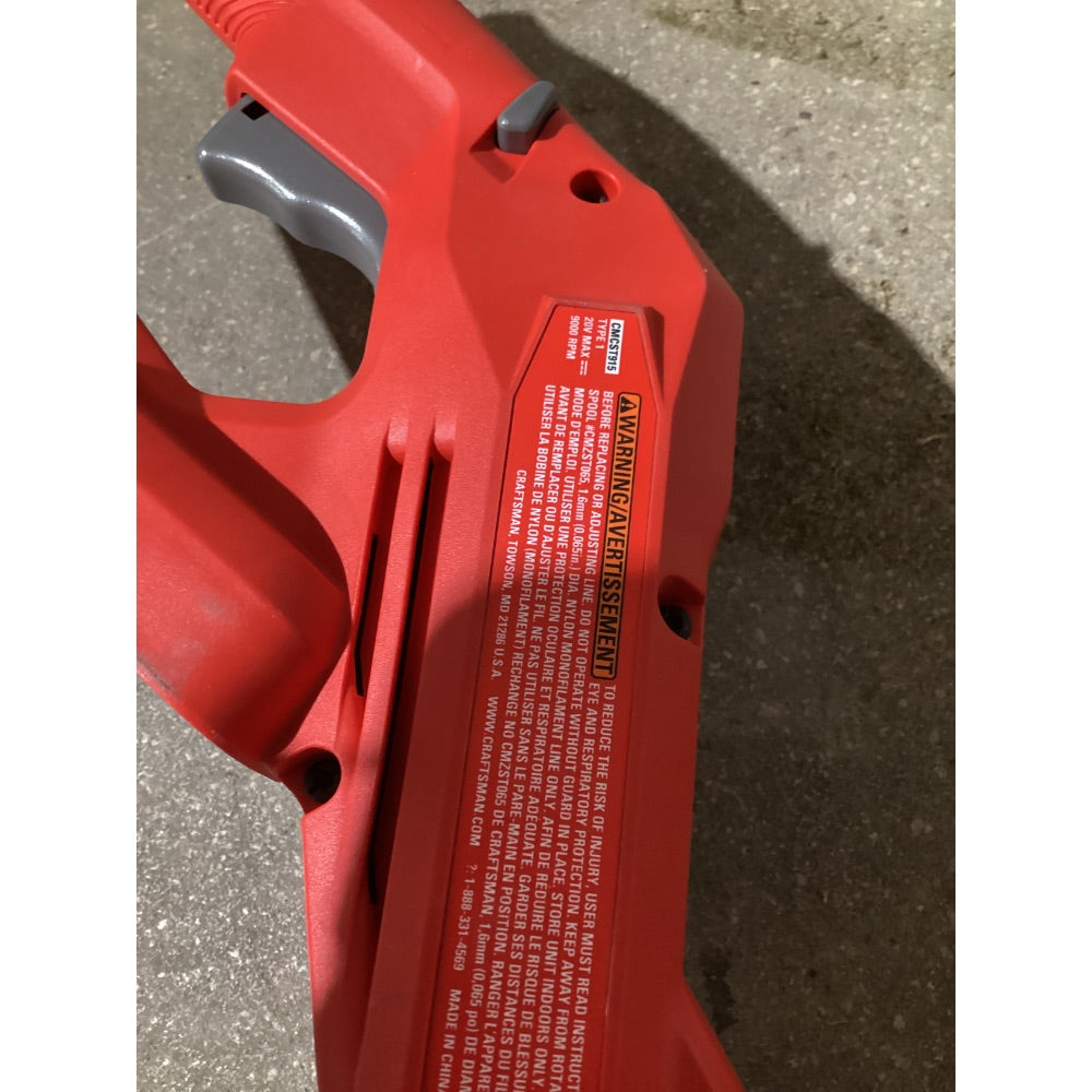 Lot # 1414 CRAFTSMAN CMET4113 Cordless String Trimmer - Red/Black, 9000 RPM Max, 0.0805in Line