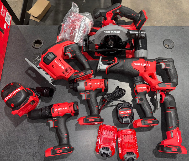 Kit combinado de 8 herramientas eléctricas CRAFTSMAN V20 con estuche blando (2 baterías incluidas y cargador incluido)