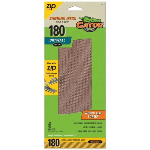 Lot # 53 Gator 7177 Hook and Loop Very Fine 180-Grit Screen Drywall Sanding Mesh Sandpaper, 4.5 x 10.5 Inch, 4 Sheets