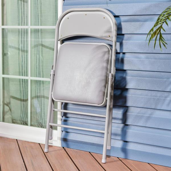 Lot # 2178 Gray Standard Indoor Folding Chair with Padded Seat