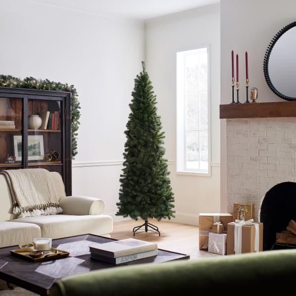 Lot # 1623 National Tree Company Artificial Slim Christmas Tree, Green, North Valley Spruce, Includes Stand, 7 Feet