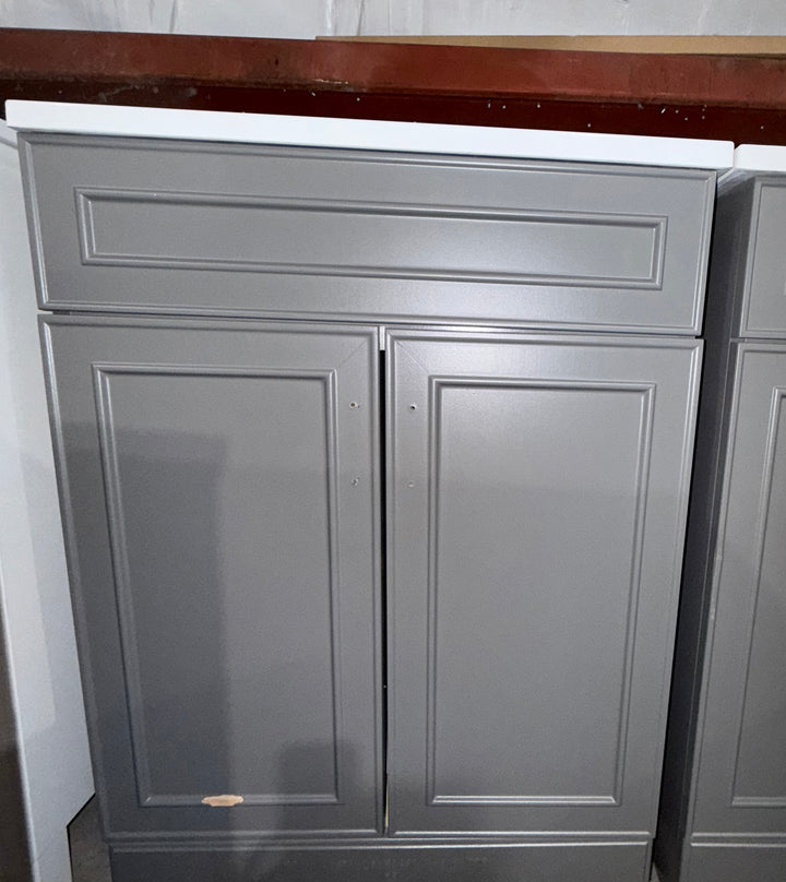 Style Selections Esterbrook 24-in Dark Gray Single Sink Bathroom Vanity with White Cultured Marble Top Damaged