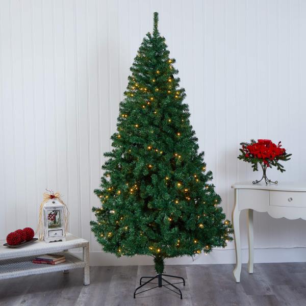 Lot # 1627 Nearly Natural 7ft. Northern Tip Pine Artificial Christmas Tree with 350 Clear LED Lights