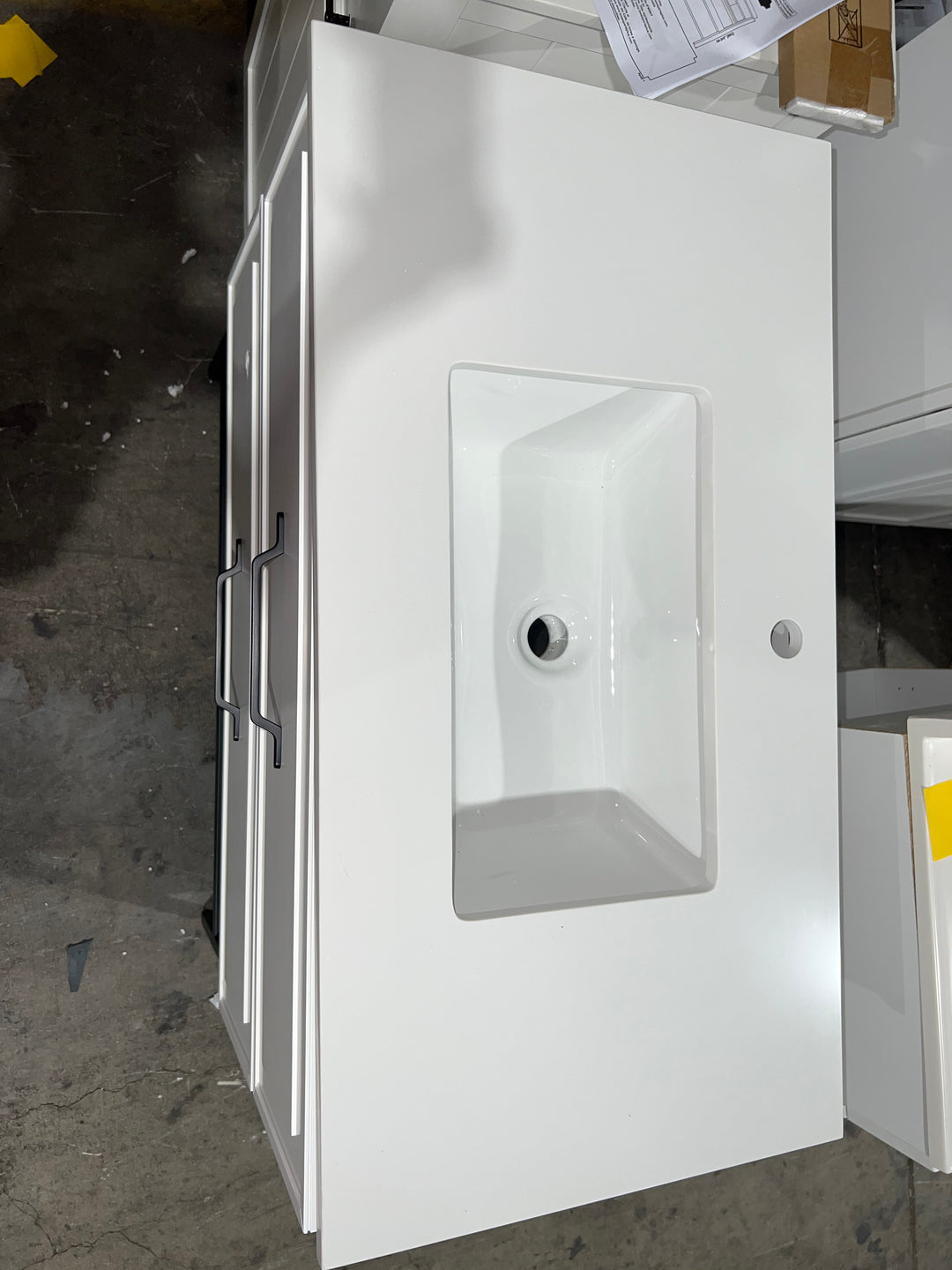 allen + roth Renzo 36-in White Undermount Single Sink Bathroom Vanity with White Top (DAMAGED) (DONT LIST) (MP ONLY)