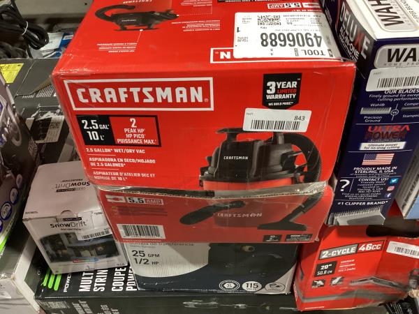 Lot # 843 Craftsman Vacuum Cleaner 2.5 Gallon $53