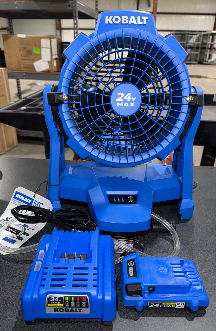 Kobalt 7-in High Velocity Indoor/Outdoor Misting Floor Fan Kit (Open Box)