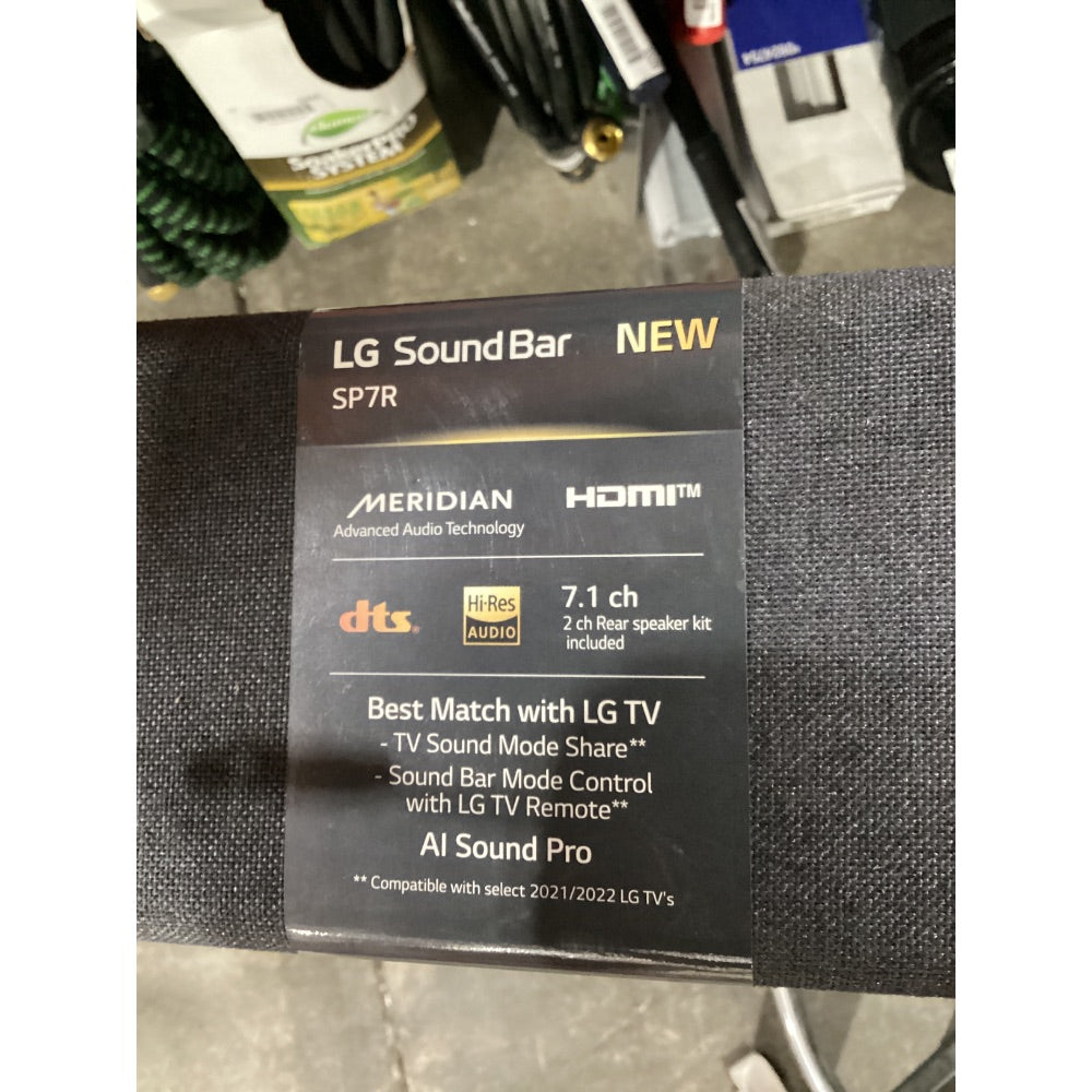 Lot # 1058 LG SP7R Wireless Sound Bar - MERIDIAN Advanced Audio, HDMI, DTS, Hi-Res Audio, 7.1 Ch with Rear Speaker Kit, AI Sound Pro - New