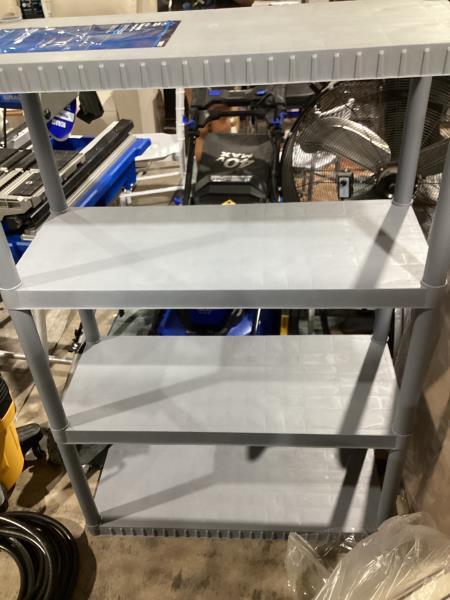 Lot # 2129 Blue Hawk Plastic 4-Tier Utility Shelving $40
