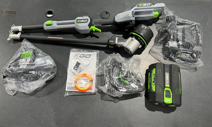 EGO POWER + POWERLOAD with LINE IQ 56-volt 16-in Telescopic Shaft Battery String Trimmer 4 Ah (Battery and Charger Included)(used)