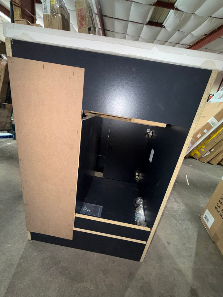 Style Selections Cauley 24-in Black Single Sink Bathroom Vanity with White Cultured Marble Top