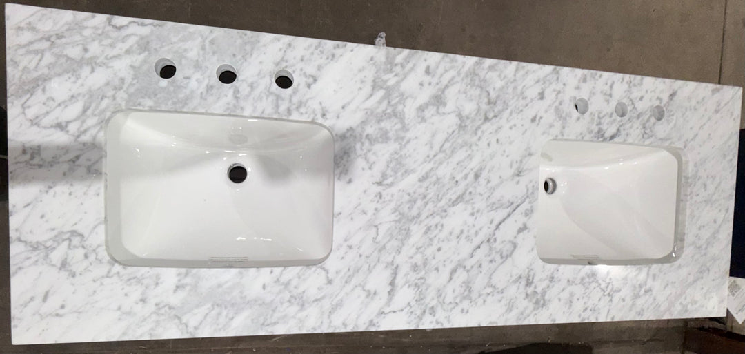 allen + roth Roveland 60-in Smokewood Undermount Double Sink Bathroom Vanity with Natural Carrara Natural Marble Top (Open Box)