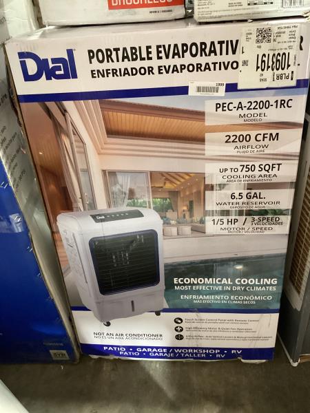 Lot # 1999 DIAL 2100 CFM Portable Evaporative Cooler $320