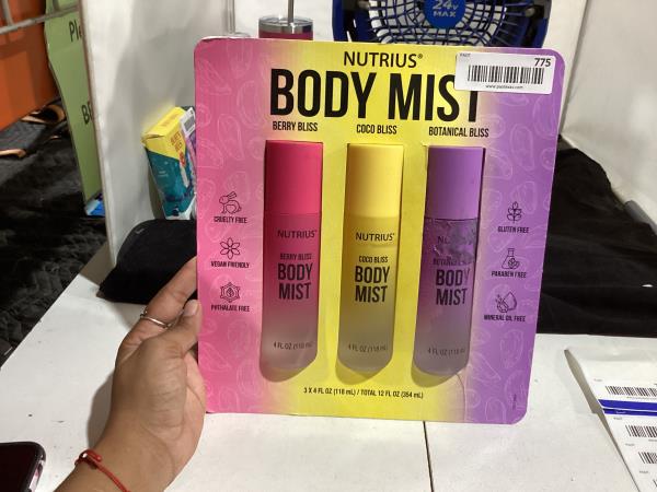 Lot # 775 Nutrius Body Mist Set 3 Cruelty Free $48