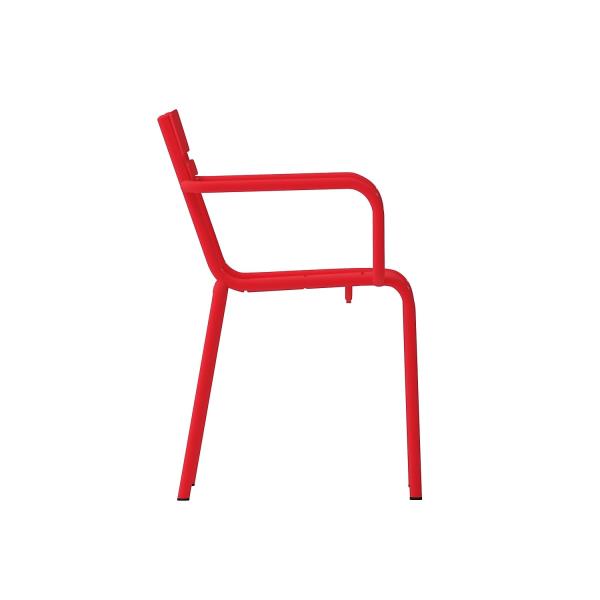 Lot # 1955 Flash Furniture Nash Commercial Grade Steel Stack Chair, Indoor-Outdoor Arm Chair with 2 Slat Back, Red
