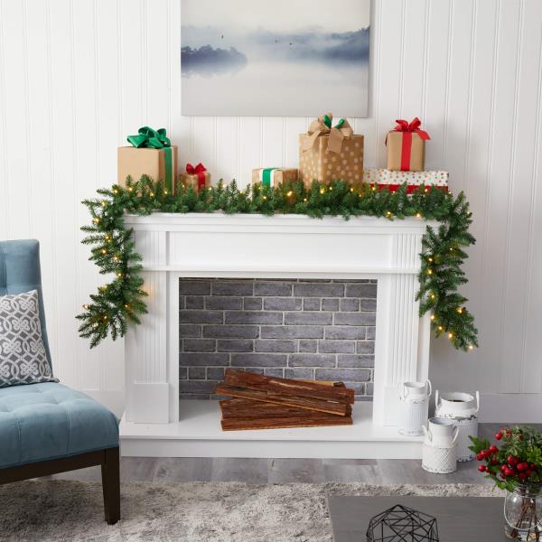 Lot # 1560 Nearly Natural 9ft. Christmas Pine Artificial Garland with 50 Warm White LEDs Lights