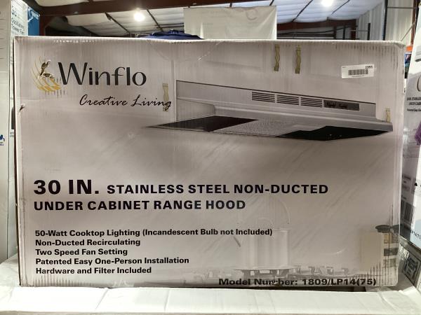 Lot # 1995 Winflo 30in Ductless Range Hood $130