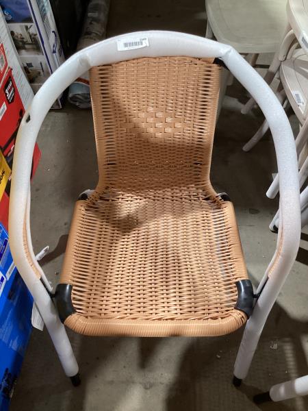 Lot # 1948 Rattan Stacking Chairs with Cross Back Support $86