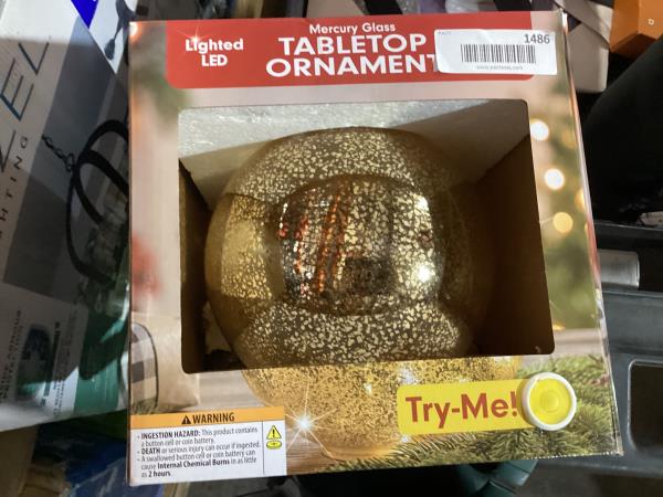 Lot # 1486 Medium Mercury Glass LED Ornament, Multi
