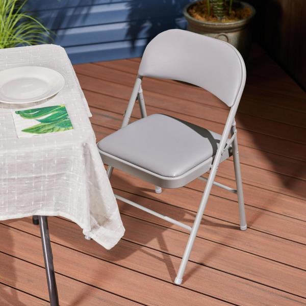 Lot # 2179 Gray Standard Indoor Folding Chair with Padded Seat