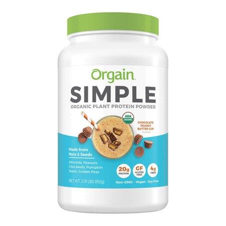 Orgain USDA Organic Simple Plant Protein Powder, Chocolate Peanut Butter Cup, 32.2 oz (New)