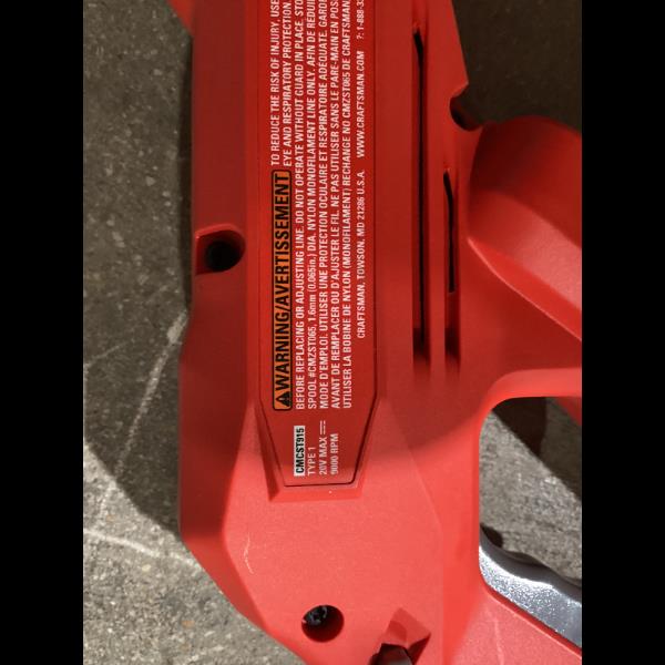 Lot # 1433 CRAFTSMAN Red Cordless String Trimmer Model 55 $70