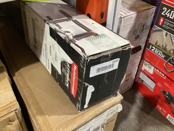 Lot # 1630 Rubbermaid FastTrack Garage Storage Bike Storage Kit, 3 Piece, All in One Rail Hook Kit Organizer, Heavy Duty Organization for Home/Garage/Wall/Shed