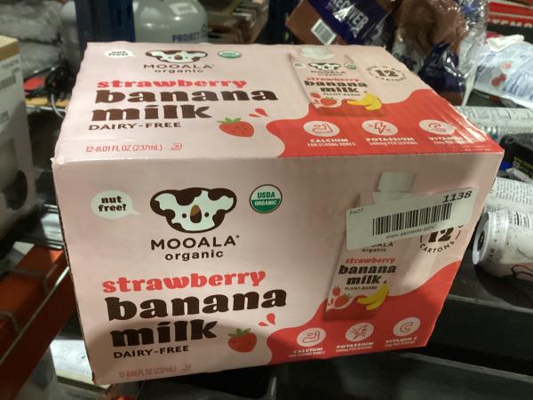 Lot # 1138 Mooala Strawberry Bananamilk 12-pk $35.99