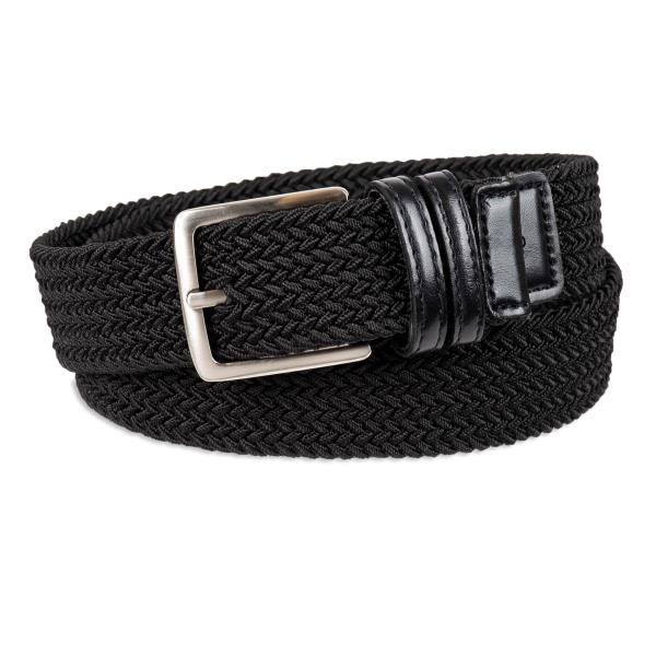 Lot # 422 Dockers Men's Casual Everyday Braided Fabric Fully Adjustable Web Belt, Black Double Loop, X-Large (42-44)